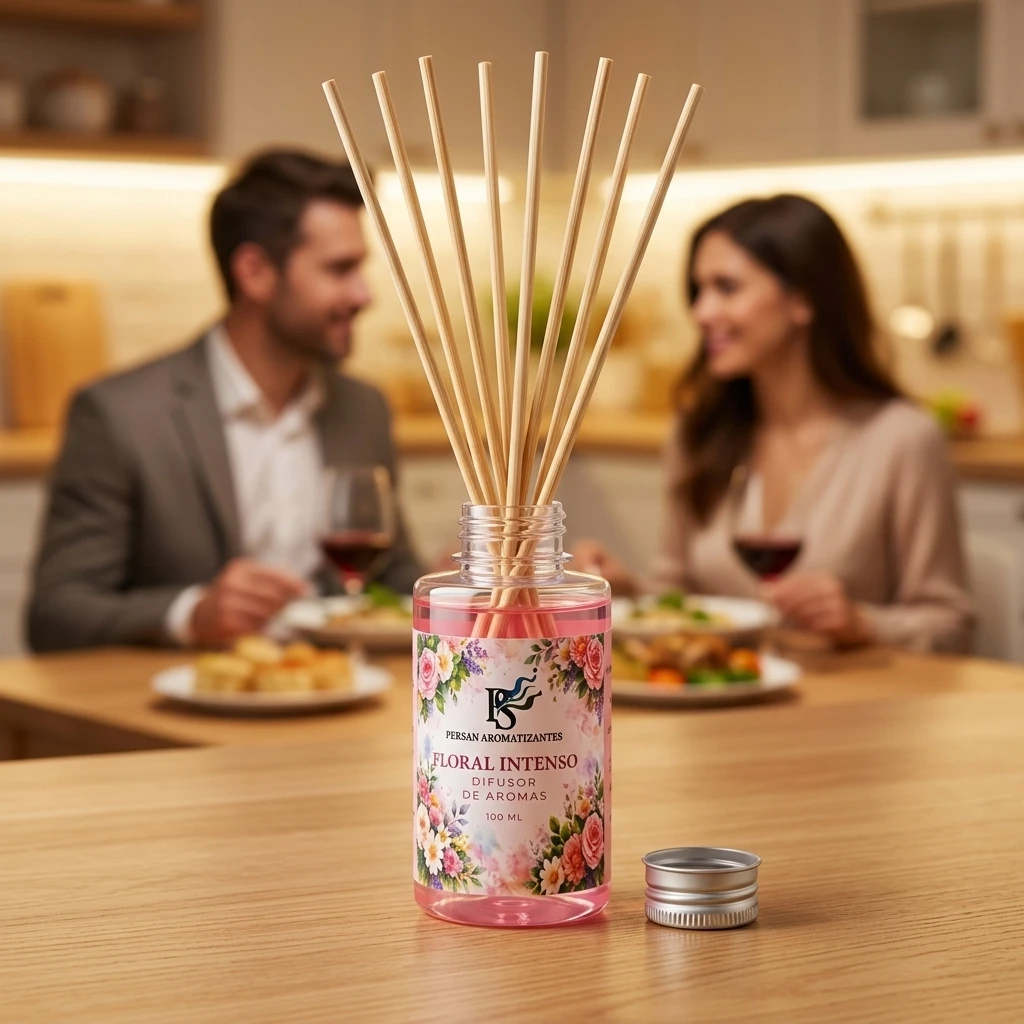 Jantar a dois em um ambiente com o Difusor de aromas Floral Intenso