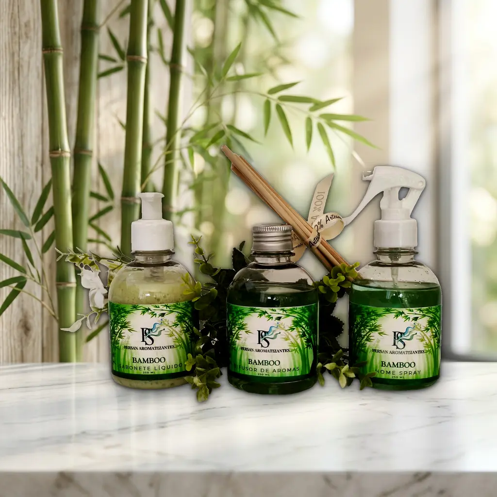 Kit Aromatizador Bamboo com Difusor - Home Spray e Água para Lençóis Decorado