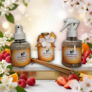 Kit Aromatizadores Champagne - Difusor de Aromas - Home Spray e Água para Lençóis - Persan Aromatizantes Decorado