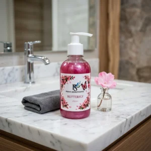 Pia de banheiro ou lavabo linda com o Sabonete Líquido com Aromatizador Butterfly Lavabo Decorado