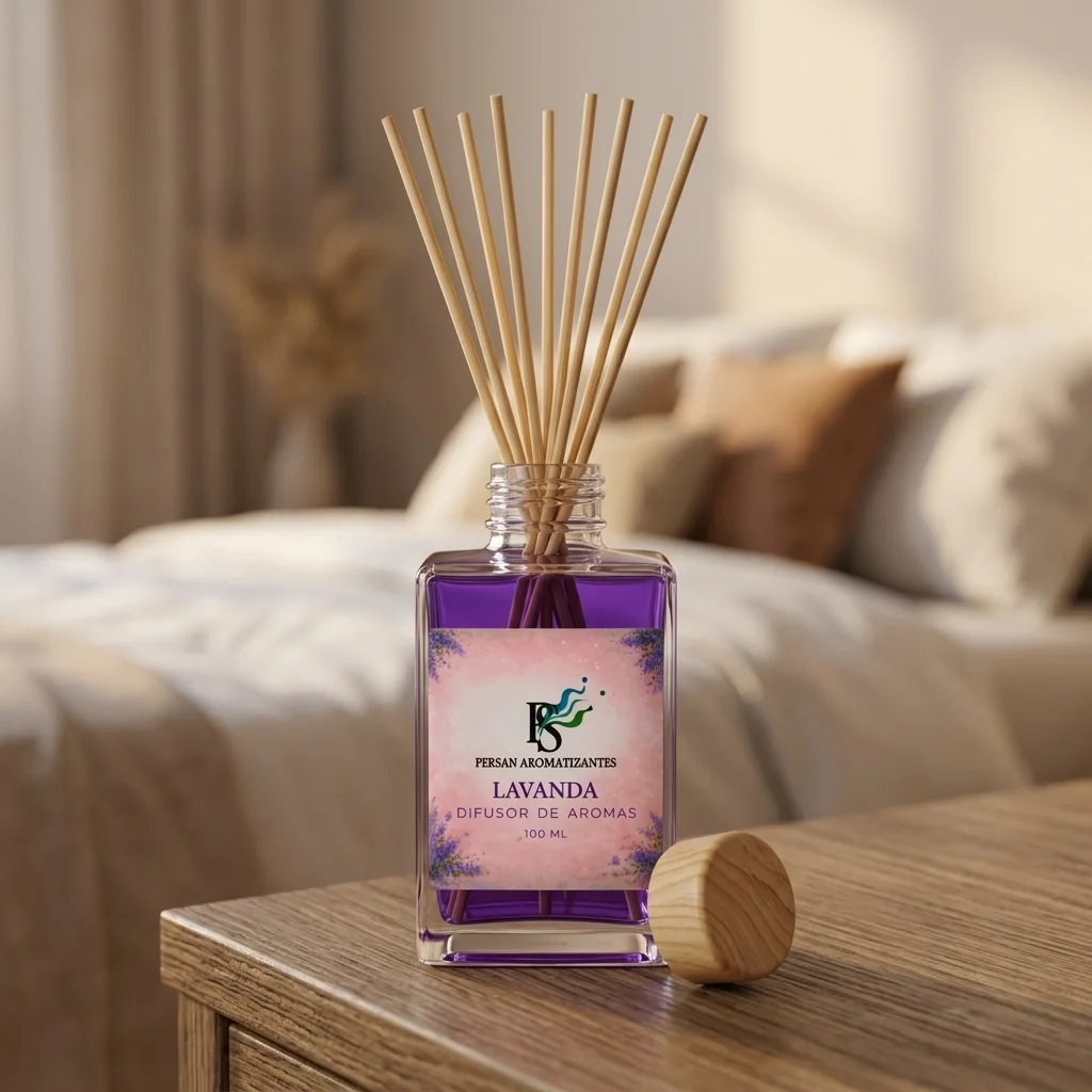 difusor lavanda quarto próximo a cama para sincronizar aromas pela manhã