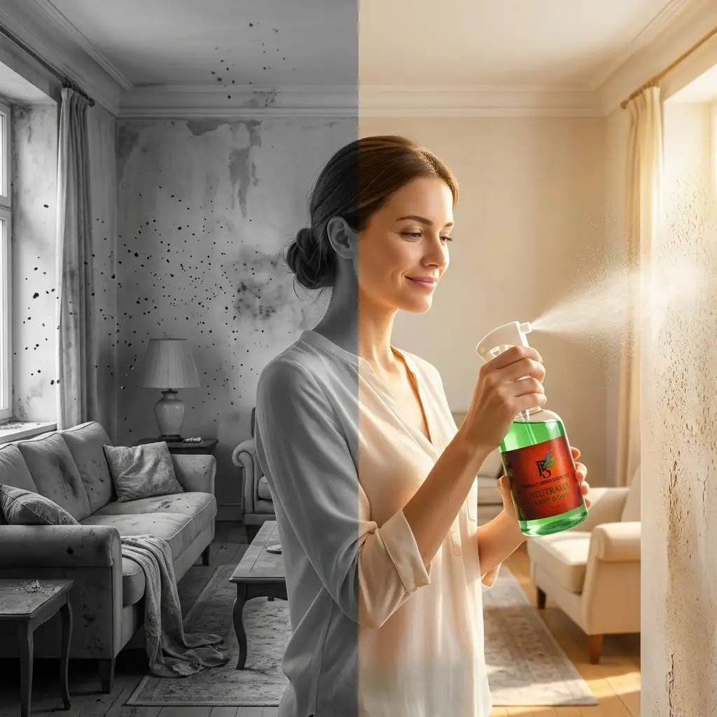 Antes e depois com aplicação do Neutralizador de Odores Neutralix da Persan